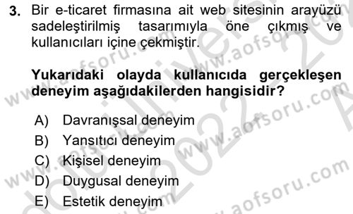 Kullanıcı Deneyimi Tasarımı Dersi Ara Sınavı Deneme Sınav Soruları 3. Soru
