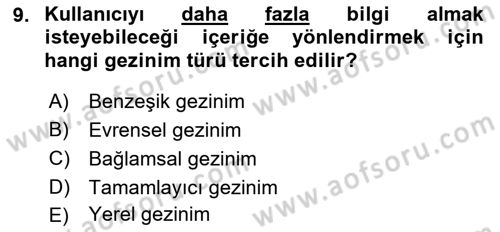 Kullanıcı Deneyimi Tasarımı Dersi 2022 - 2023 Yılı (Vize) Ara Sınav Soruları 9. Soru