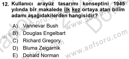 Kullanıcı Deneyimi Tasarımı Dersi 2022 - 2023 Yılı (Final) Dönem Sonu Sınav Soruları 12. Soru
