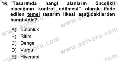 Kullanıcı Deneyimi Tasarımı Dersi 2022 - 2023 Yılı (Final) Dönem Sonu Sınav Soruları 16. Soru