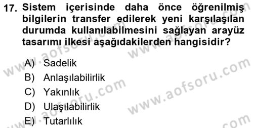 Kullanıcı Deneyimi Tasarımı Dersi 2022 - 2023 Yılı (Final) Dönem Sonu Sınav Soruları 17. Soru