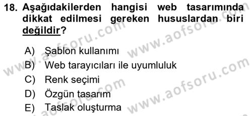 Kullanıcı Deneyimi Tasarımı Dersi 2022 - 2023 Yılı (Final) Dönem Sonu Sınav Soruları 18. Soru