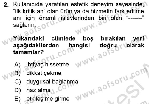 Kullanıcı Deneyimi Tasarımı Dersi 2022 - 2023 Yılı (Final) Dönem Sonu Sınav Soruları 2. Soru