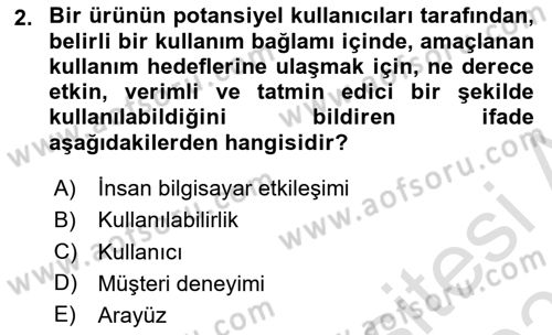 Kullanıcı Deneyimi Tasarımı Dersi 2022 - 2023 Yılı Yaz Okulu Sınav Soruları 2. Soru