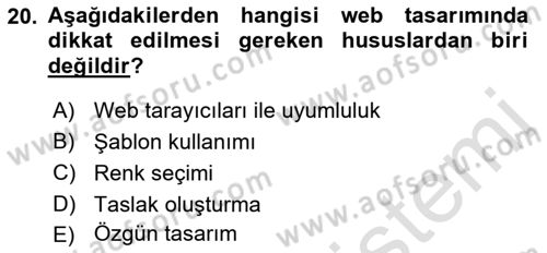 Kullanıcı Deneyimi Tasarımı Dersi 2022 - 2023 Yılı Yaz Okulu Sınav Soruları 20. Soru