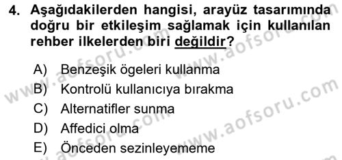 Kullanıcı Deneyimi Tasarımı Dersi 2022 - 2023 Yılı Yaz Okulu Sınav Soruları 4. Soru