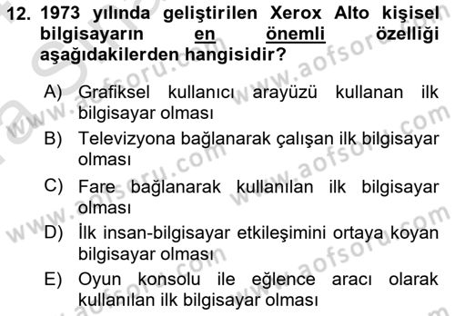 Kullanıcı Deneyimi Tasarımı Dersi Ara Sınavı Deneme Sınav Soruları 12. Soru