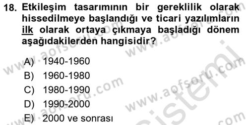 Kullanıcı Deneyimi Tasarımı Dersi Ara Sınavı Deneme Sınav Soruları 18. Soru