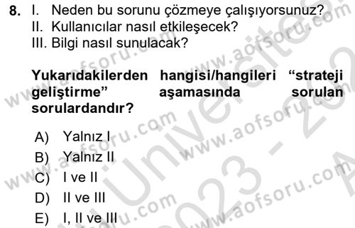 Kullanıcı Deneyimi Tasarımı Dersi 2023 - 2024 Yılı (Vize) Ara Sınav Soruları 8. Soru