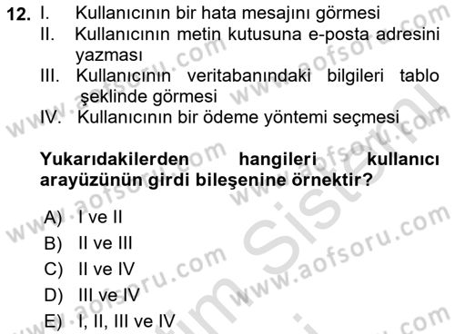 Kullanıcı Deneyimi Tasarımı Dersi 2023 - 2024 Yılı (Final) Dönem Sonu Sınav Soruları 12. Soru