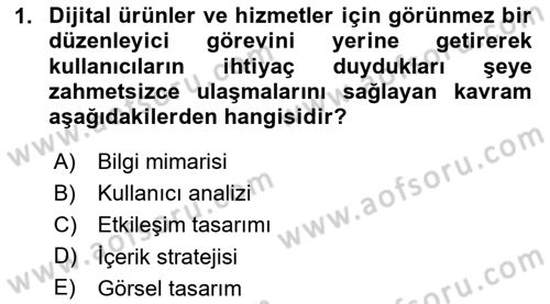 Kullanıcı Deneyimi Tasarımı Dersi 2024 - 2025 Yılı (Vize) Ara Sınavı 1. Soru