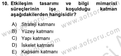 Kullanıcı Deneyimi Tasarımı Dersi 2024 - 2025 Yılı (Vize) Ara Sınavı 10. Soru