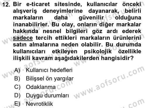 Kullanıcı Deneyimi Tasarımı Dersi 2024 - 2025 Yılı (Vize) Ara Sınavı 12. Soru