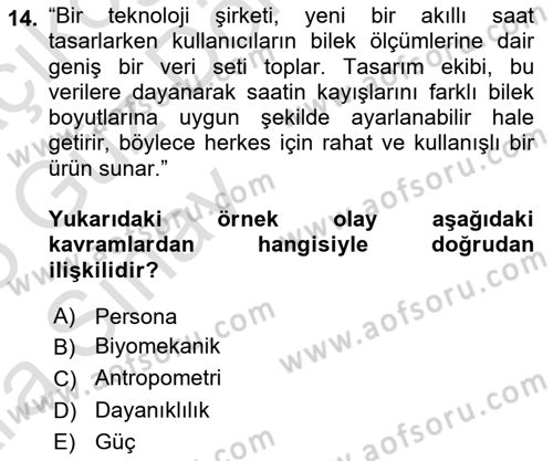 Kullanıcı Deneyimi Tasarımı Dersi 2024 - 2025 Yılı (Vize) Ara Sınavı 14. Soru