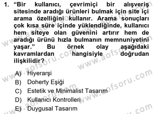 Kullanıcı Deneyimi Tasarımı Dersi 2024 - 2025 Yılı (Final) Dönem Sonu Sınav Soruları 1. Soru
