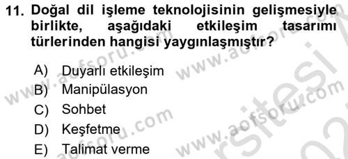 Kullanıcı Deneyimi Tasarımı Dersi 2024 - 2025 Yılı (Final) Dönem Sonu Sınav Soruları 11. Soru