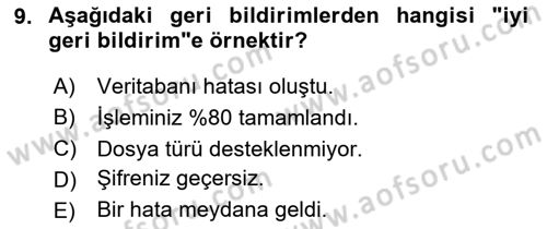 Kullanıcı Deneyimi Tasarımı Dersi 2024 - 2025 Yılı (Final) Dönem Sonu Sınav Soruları 9. Soru
