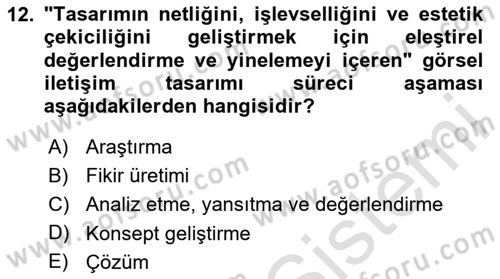 Kullanıcı Deneyimi Tasarımı Dersi 2024 - 2025 Yılı Yaz Okulu Sınav Soruları 12. Soru