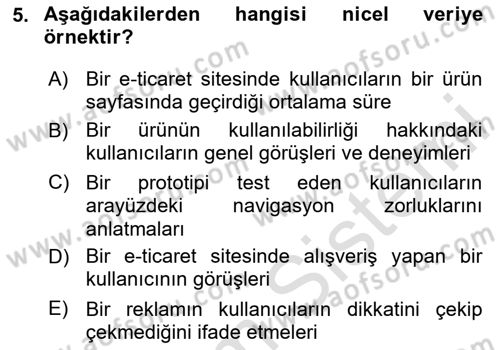 Kullanıcı Deneyimi Tasarımı Dersi 2024 - 2025 Yılı Yaz Okulu Sınav Soruları 5. Soru