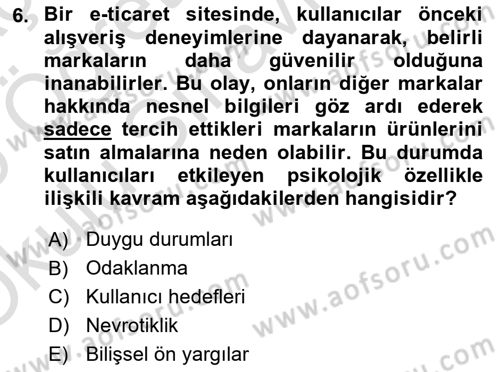 Kullanıcı Deneyimi Tasarımı Dersi 2024 - 2025 Yılı Yaz Okulu Sınav Soruları 6. Soru