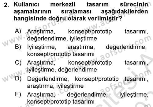 Kullanıcı Deneyimi Tasarımı Dersi 2025 - 2026 Yılı (Vize) Ara Sınav Soruları 2. Soru