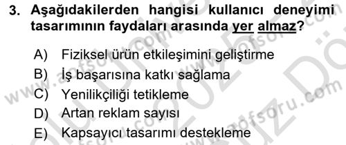 Kullanıcı Deneyimi Tasarımı Dersi 2025 - 2026 Yılı (Vize) Ara Sınav Soruları 3. Soru