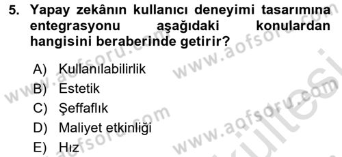 Kullanıcı Deneyimi Tasarımı Dersi 2025 - 2026 Yılı (Vize) Ara Sınav Soruları 5. Soru