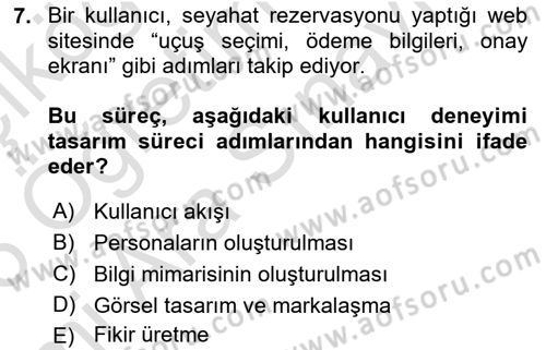 Kullanıcı Deneyimi Tasarımı Dersi 2025 - 2026 Yılı (Vize) Ara Sınav Soruları 7. Soru