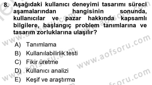 Kullanıcı Deneyimi Tasarımı Dersi 2025 - 2026 Yılı (Vize) Ara Sınav Soruları 8. Soru