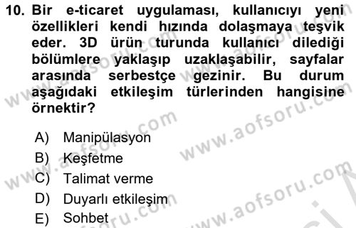 Kullanıcı Deneyimi Tasarımı Dersi 2025 - 2026 Yılı (Final) Dönem Sonu Sınav Soruları 10. Soru