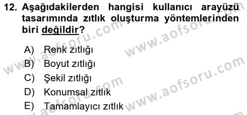 Kullanıcı Deneyimi Tasarımı Dersi 2025 - 2026 Yılı (Final) Dönem Sonu Sınav Soruları 12. Soru