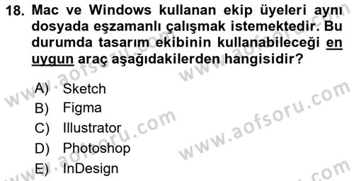Kullanıcı Deneyimi Tasarımı Dersi 2025 - 2026 Yılı (Final) Dönem Sonu Sınav Soruları 18. Soru