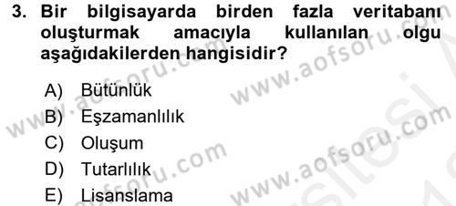 Veritabanı Programlama Dersi 2017 - 2018 Yılı (Vize) Ara Sınav Soruları 3. Soru
