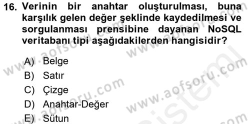 Veritabanı Programlama Dersi 2017 - 2018 Yılı (Final) Dönem Sonu Sınav Soruları 16. Soru