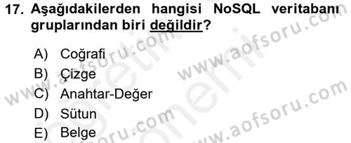 Veritabanı Programlama Dersi 2017 - 2018 Yılı (Final) Dönem Sonu Sınav Soruları 17. Soru