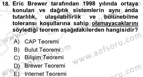 Veritabanı Programlama Dersi 2017 - 2018 Yılı (Final) Dönem Sonu Sınav Soruları 18. Soru