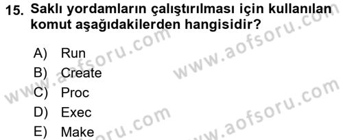 Veritabanı Programlama Dersi 2018 - 2019 Yılı (Vize) Ara Sınav Soruları 15. Soru