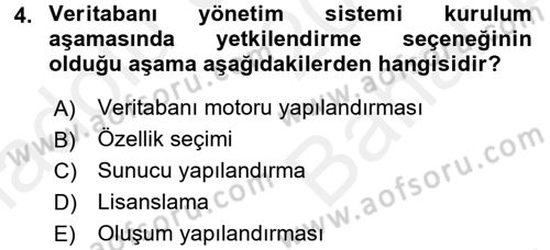 Veritabanı Programlama Dersi 2018 - 2019 Yılı (Vize) Ara Sınav Soruları 4. Soru