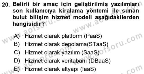 Veritabanı Programlama Dersi 2018 - 2019 Yılı (Final) Dönem Sonu Sınav Soruları 20. Soru