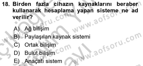Veritabanı Programlama Dersi 2018 - 2019 Yılı Yaz Okulu Sınav Soruları 18. Soru