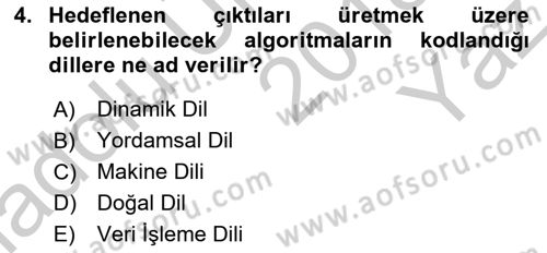 Veritabanı Programlama Dersi 2018 - 2019 Yılı Yaz Okulu Sınav Soruları 4. Soru