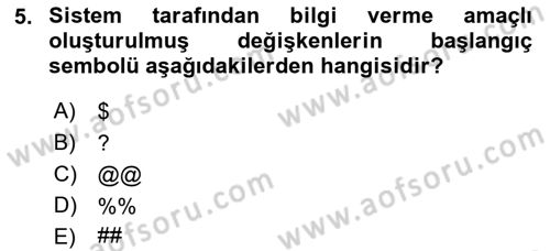 Veritabanı Programlama Dersi 2018 - 2019 Yılı Yaz Okulu Sınav Soruları 5. Soru