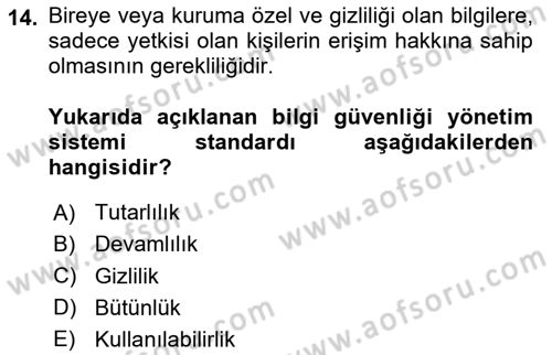 Veritabanı Programlama Dersi 2020 - 2021 Yılı Yaz Okulu Sınav Soruları 14. Soru