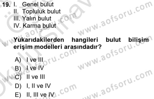 Veritabanı Programlama Dersi 2020 - 2021 Yılı Yaz Okulu Sınav Soruları 19. Soru