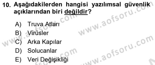 Veritabanı Programlama Dersi 2021 - 2022 Yılı (Final) Dönem Sonu Sınav Soruları 10. Soru
