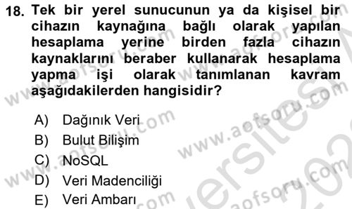 Veritabanı Programlama Dersi 2021 - 2022 Yılı Yaz Okulu Sınav Soruları 18. Soru