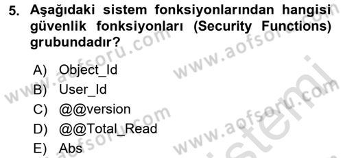 Veritabanı Programlama Dersi 2022 - 2023 Yılı Yaz Okulu Sınav Soruları 5. Soru