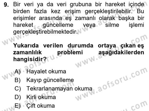 Veritabanı Programlama Dersi 2022 - 2023 Yılı Yaz Okulu Sınav Soruları 9. Soru
