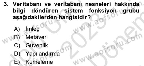 Veritabanı Programlama Dersi 2023 - 2024 Yılı (Final) Dönem Sonu Sınav Soruları 3. Soru