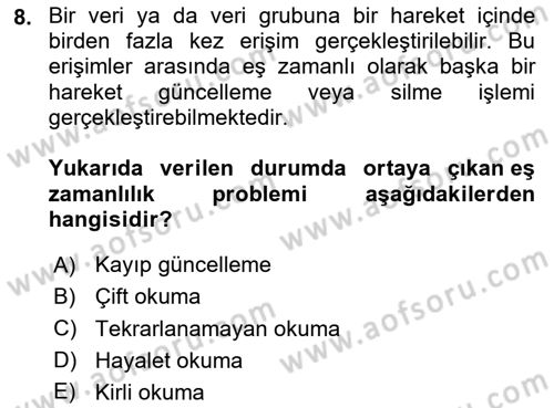 Veritabanı Programlama Dersi 2023 - 2024 Yılı (Final) Dönem Sonu Sınav Soruları 8. Soru